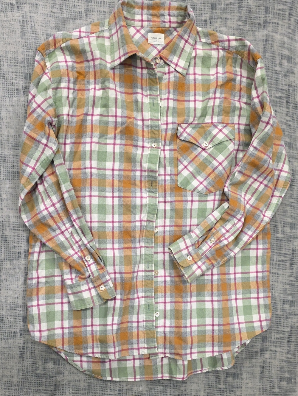 Wilfred Free Plaid Shirt in Pink, Mustard & Sage